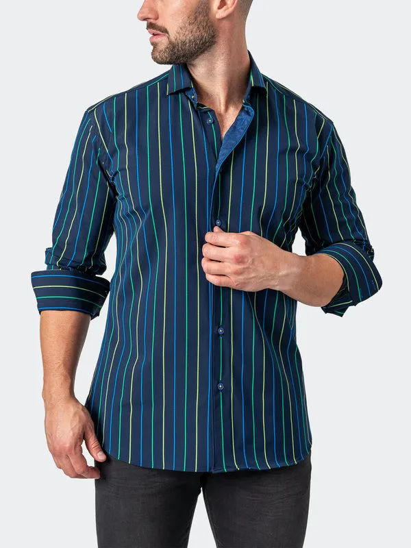 Maceoo Stretch Shirt | Einstein NeonStripe Blue