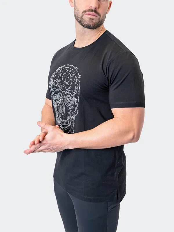 Maceoo Stretch Short-Sleeve Athletic Wear | Tee ScribbleSkull Black