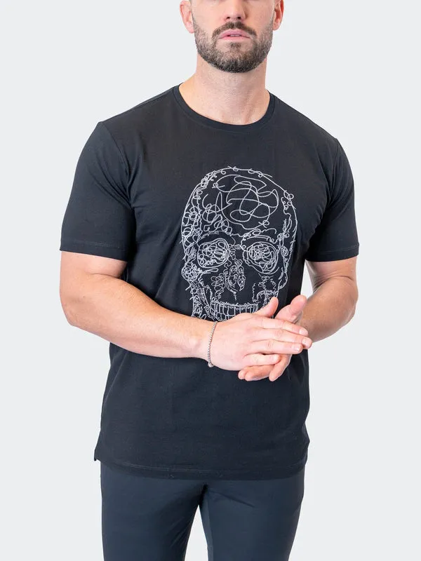 Maceoo Stretch Short-Sleeve Athletic Wear | Tee ScribbleSkull Black