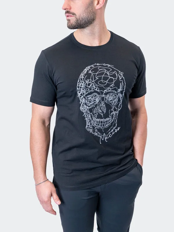 Maceoo Stretch Short-Sleeve Athletic Wear | Tee ScribbleSkull Black