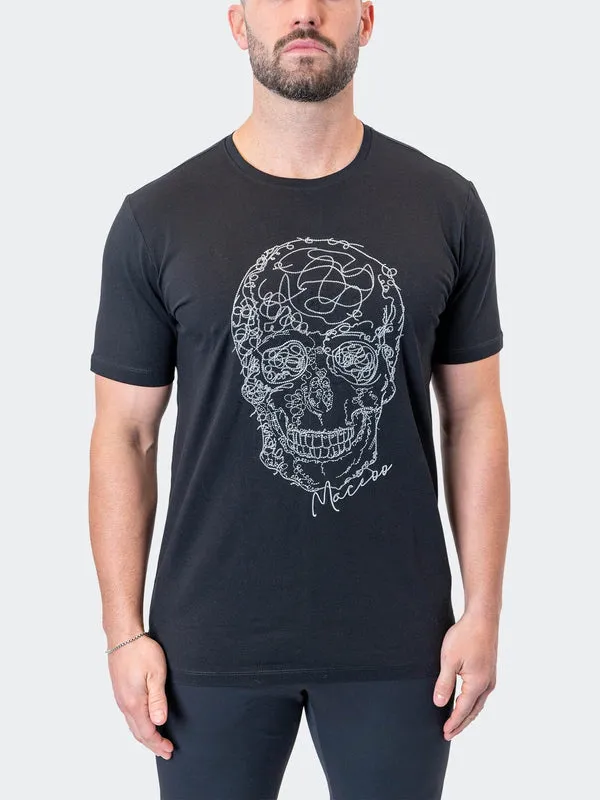 Maceoo Stretch Short-Sleeve Athletic Wear | Tee ScribbleSkull Black