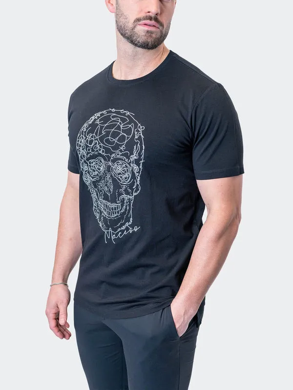 Maceoo Stretch Short-Sleeve Athletic Wear | Tee ScribbleSkull Black