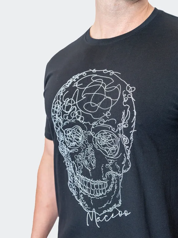 Maceoo Stretch Short-Sleeve Athletic Wear | Tee ScribbleSkull Black