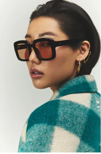 Maya in Gloss Black Sunglasses By Elisa Johnson