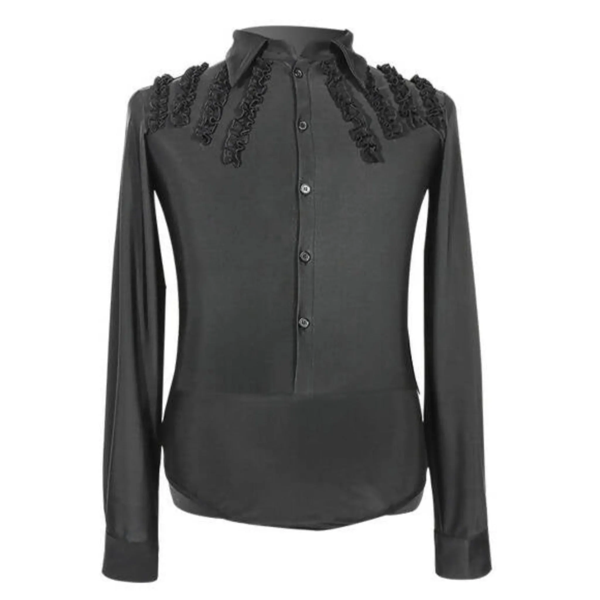 Men Black Velvet Latin Shirt | ALW52