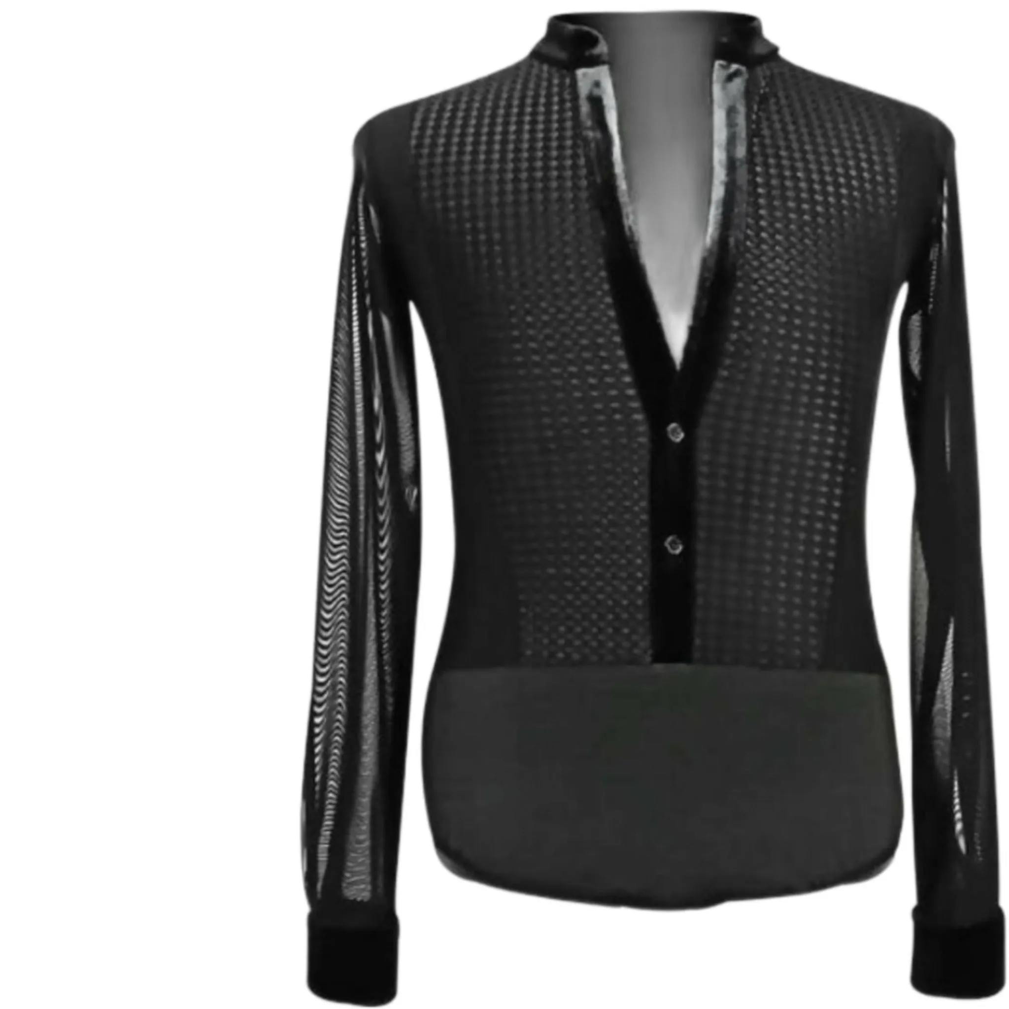 Men Latin Shirt with Black Velvet Details | ALW51