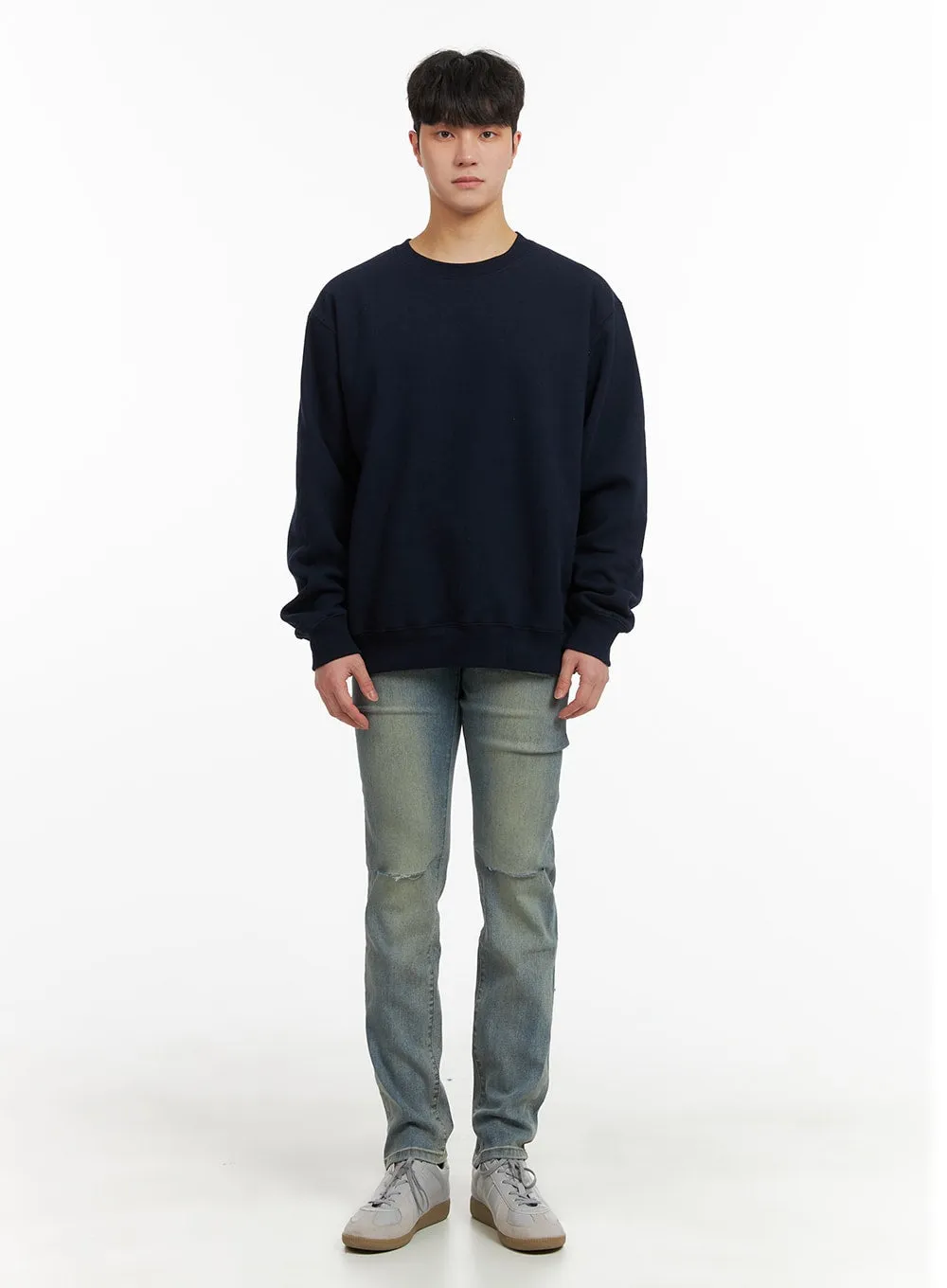 Men's Basic Crewneck Sweatshirt IA402 / Dark Blue