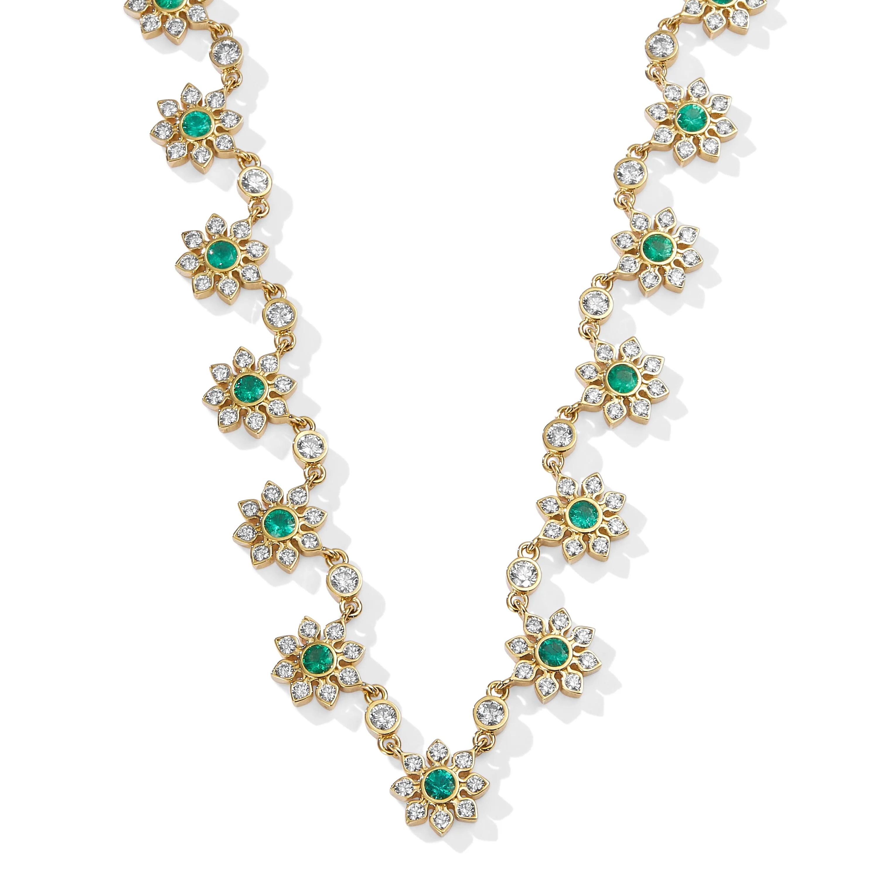 Mogul Flower Emerald Necklace