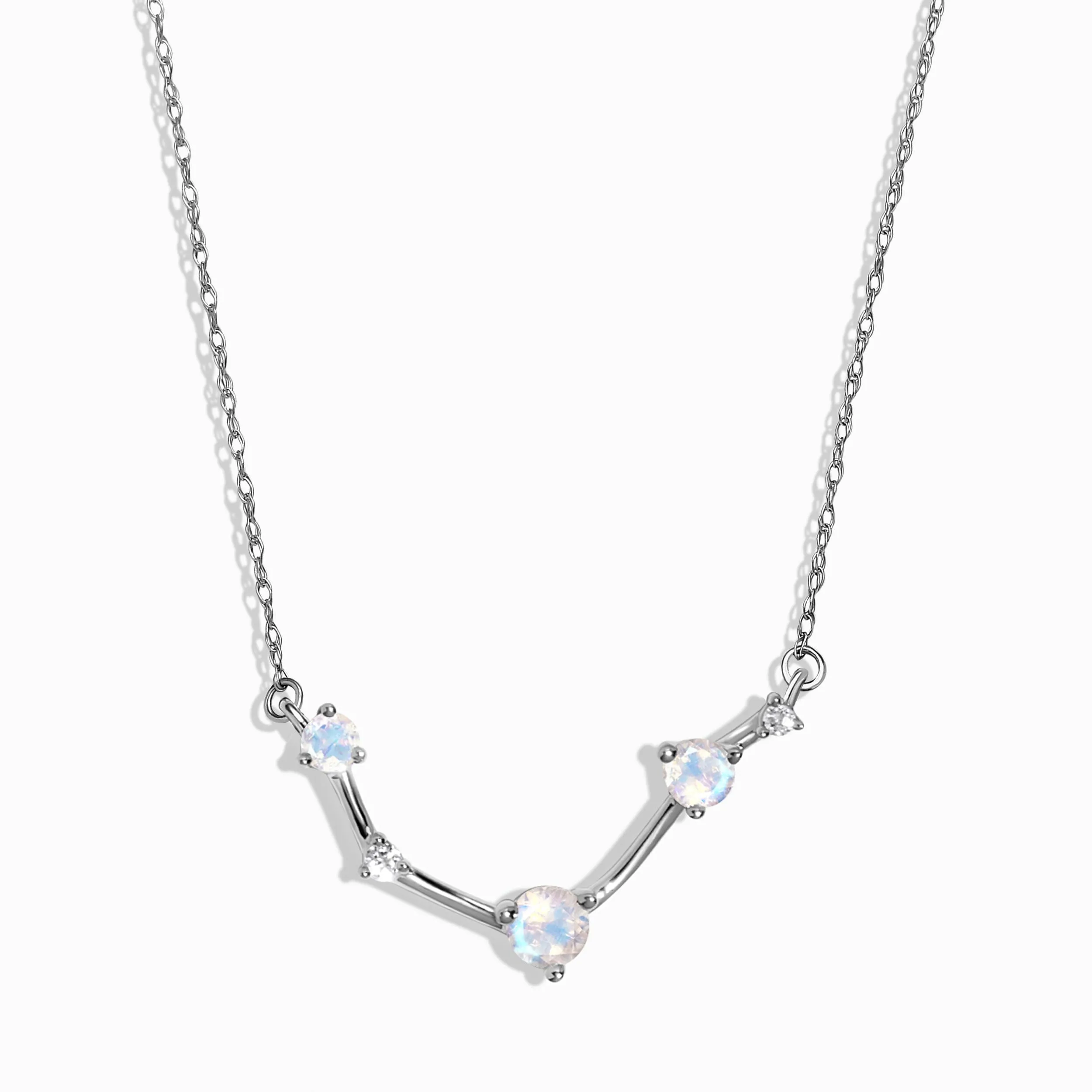 Moonstone Lab Diamond Necklace - Aries Zodiac Constellation