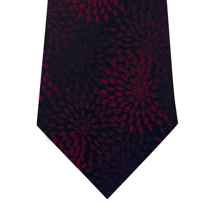 Navy with Red Pattern Silk Tie