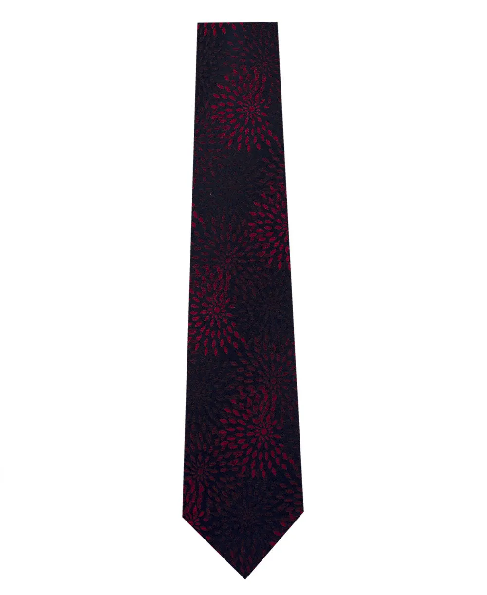 Navy with Red Pattern Silk Tie