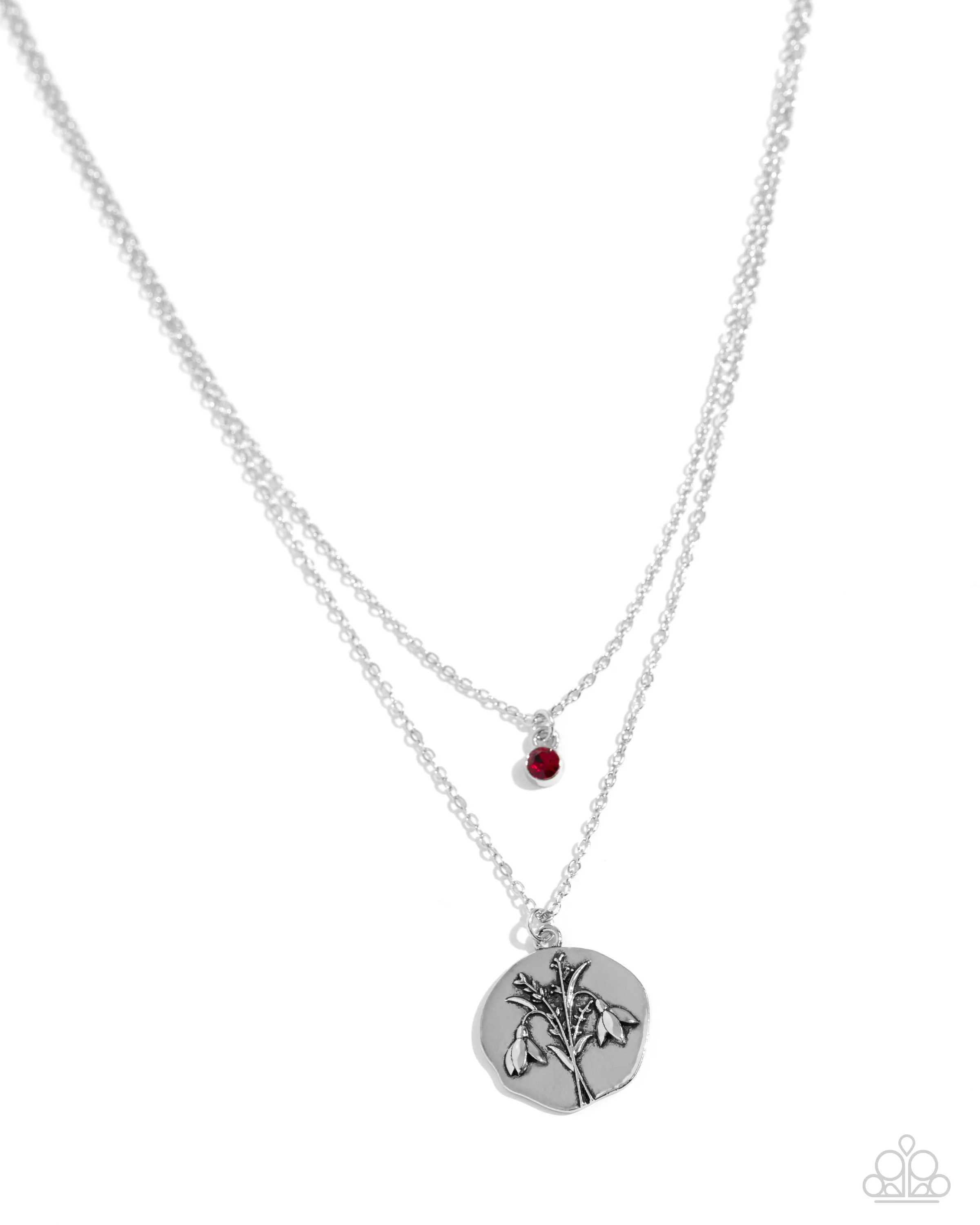 Paparazzi Birthstone Beauty Red January 342TV Necklace & Earring Set