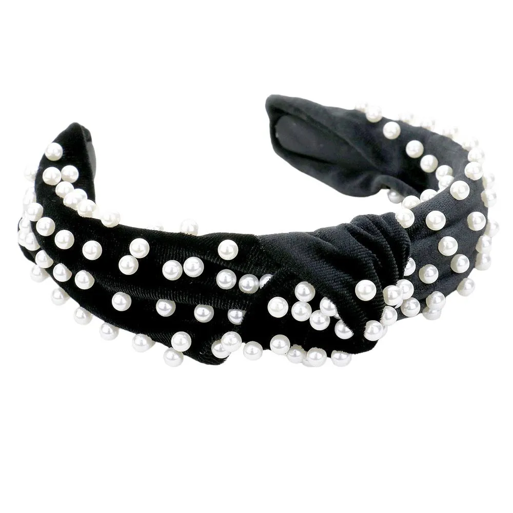 Pearl Velvet Knotted Headband