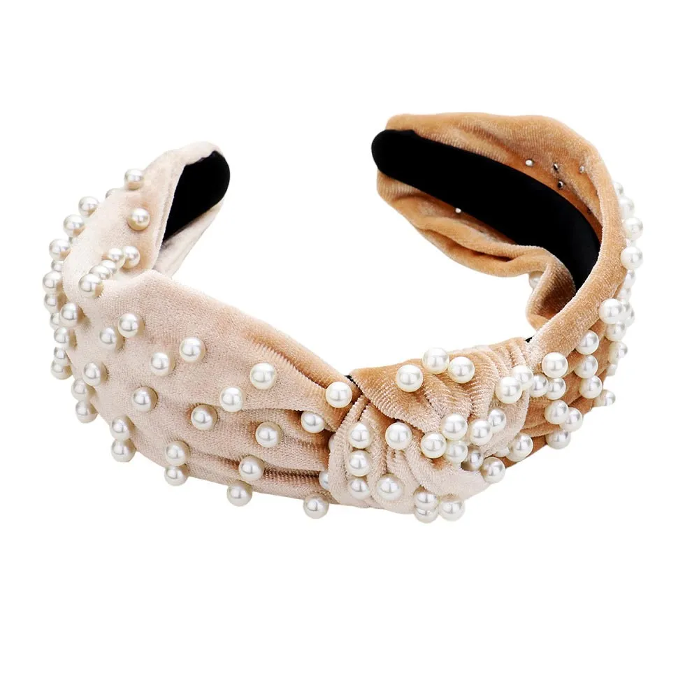 Pearl Velvet Knotted Headband