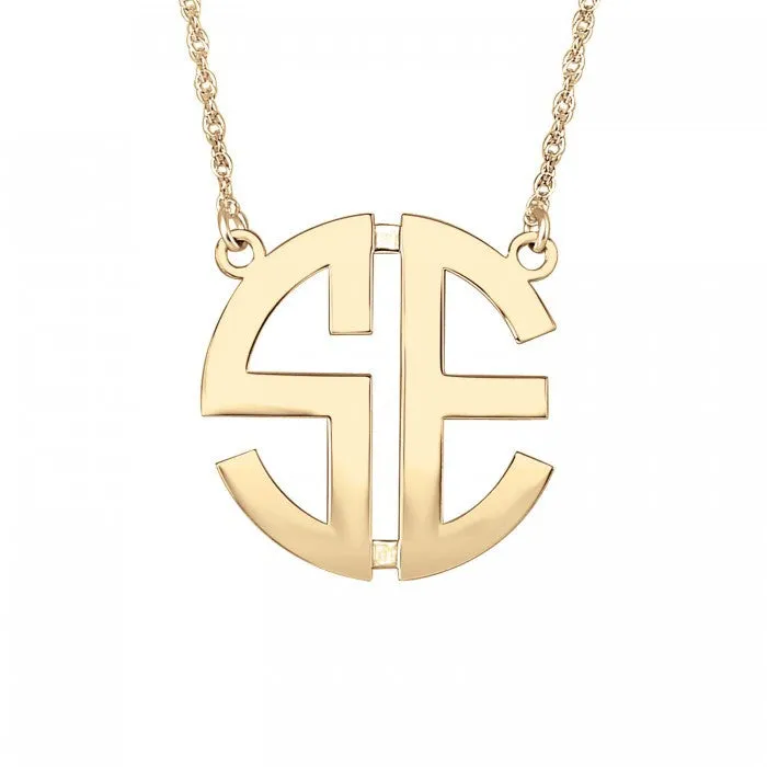 Personalized Two Initial Block Monogram Necklace