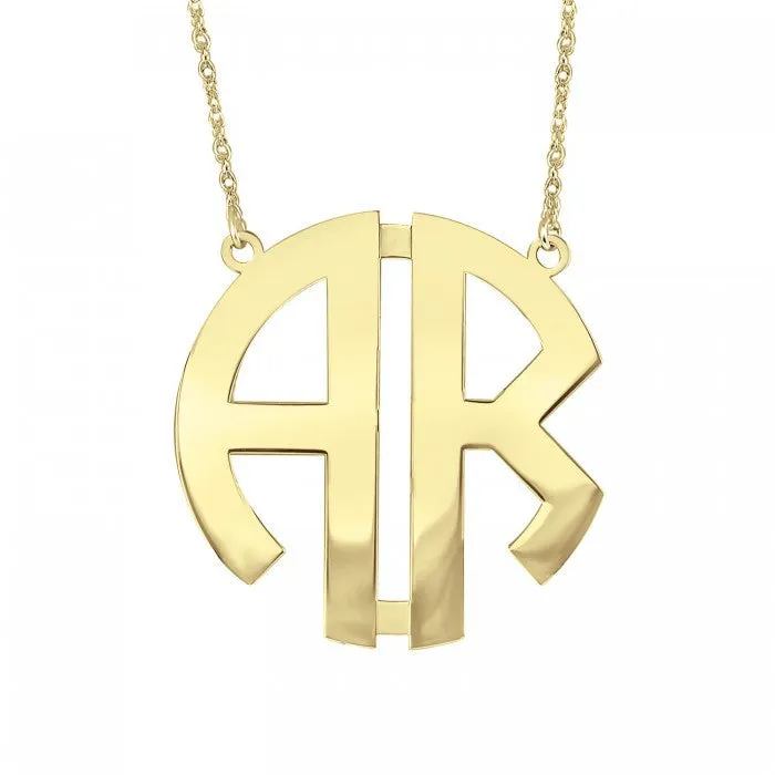 Personalized Two Initial Block Monogram Necklace