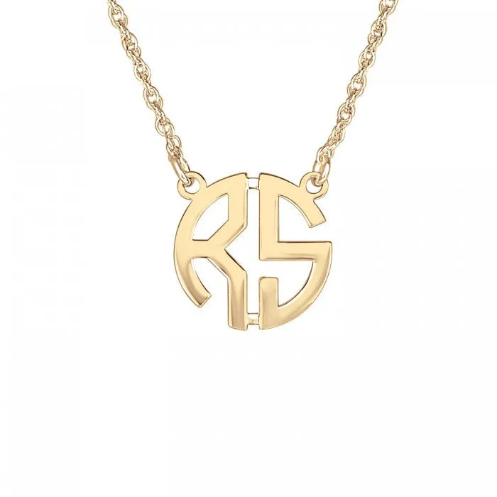 Personalized Two Initial Block Monogram Necklace