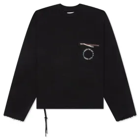 Pocket Pullover Crewneck - Black