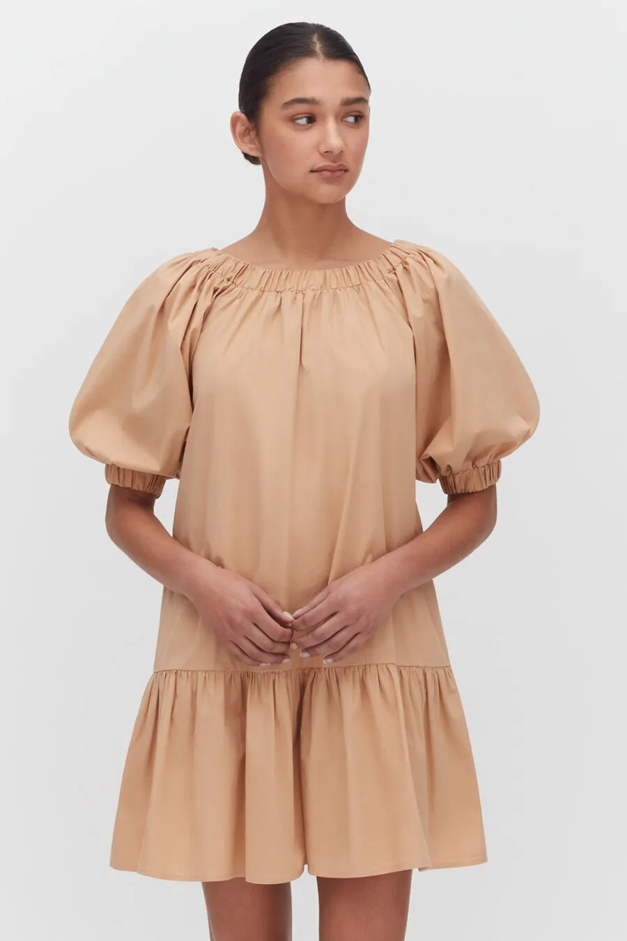 Poplin Off The Shoulder Dress