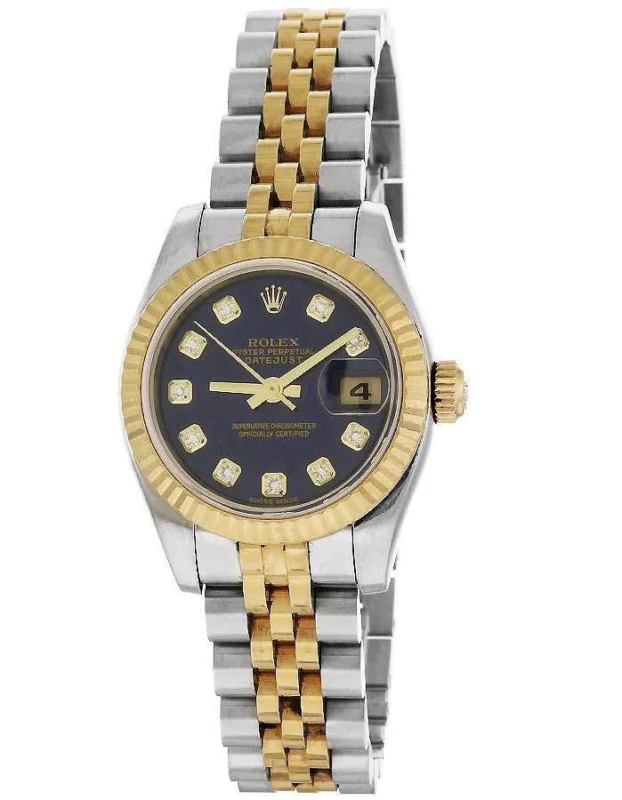 Pre-Owned Rolex Ladies Diamond Dial - Stainless & 18k Gold - Dark Blue Dial