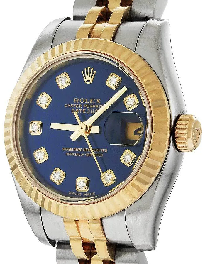 Pre-Owned Rolex Ladies Diamond Dial - Stainless & 18k Gold - Dark Blue Dial