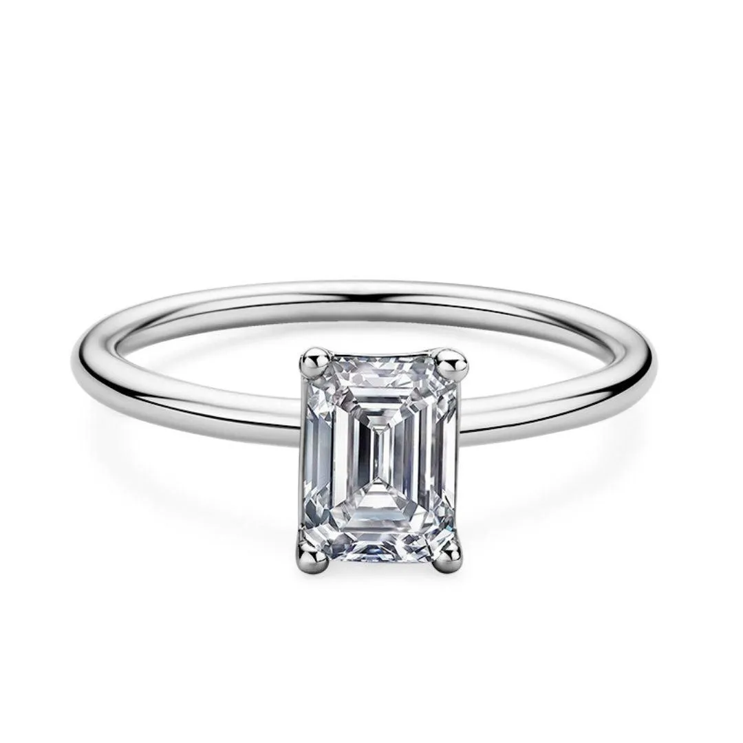 Premium Emerald Cut Moissanite Diamond Ring