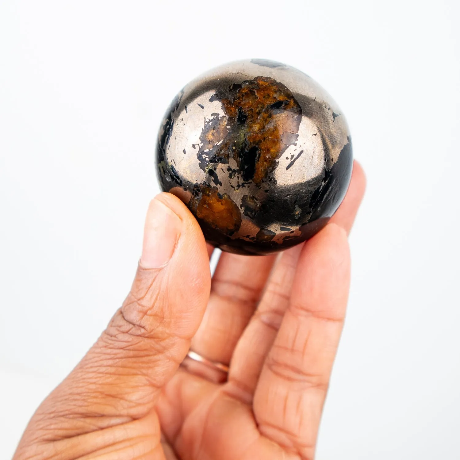 Pyrite and Golden Healer Quartz Sphere