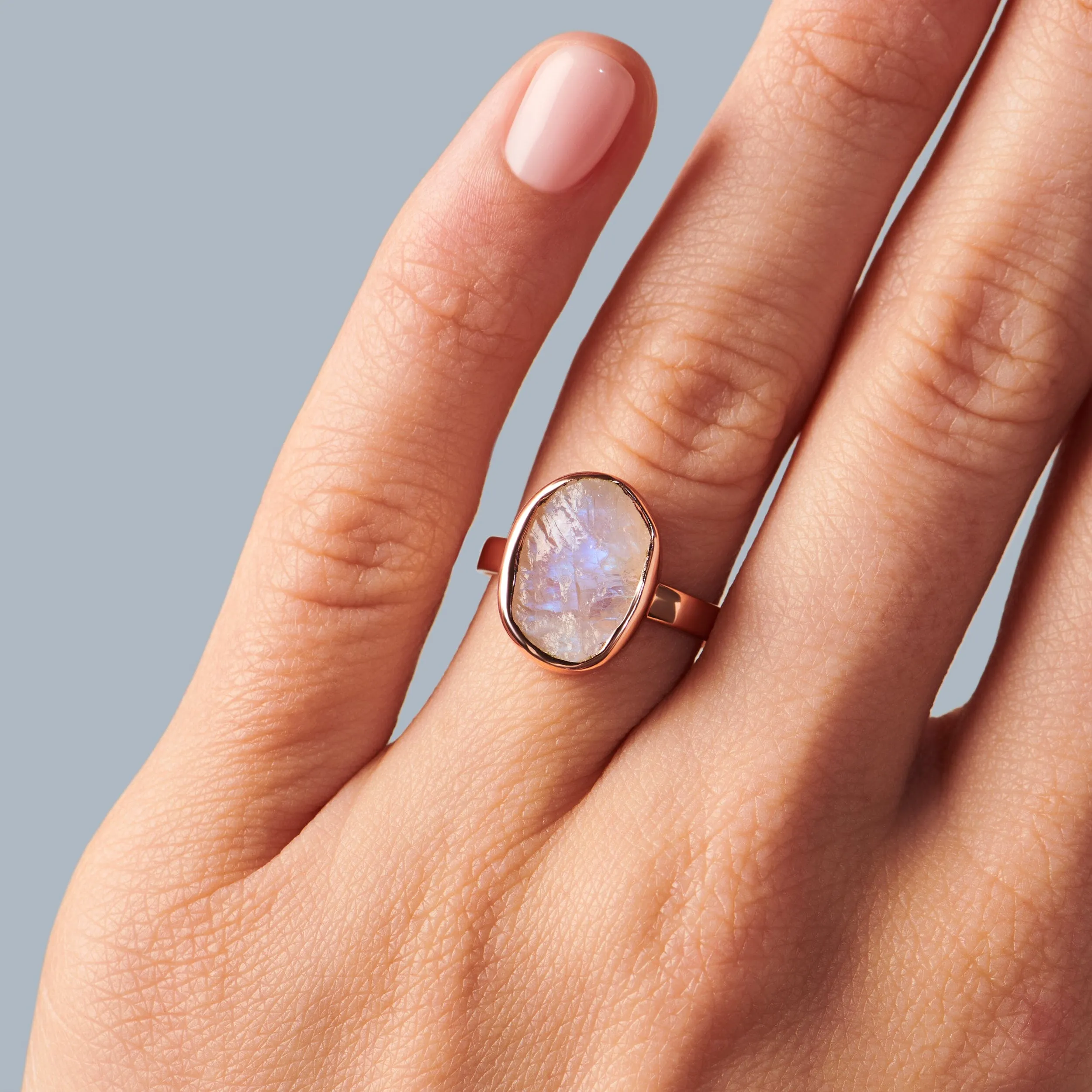 Raw Crystal Ring - Enfolded Moonstone