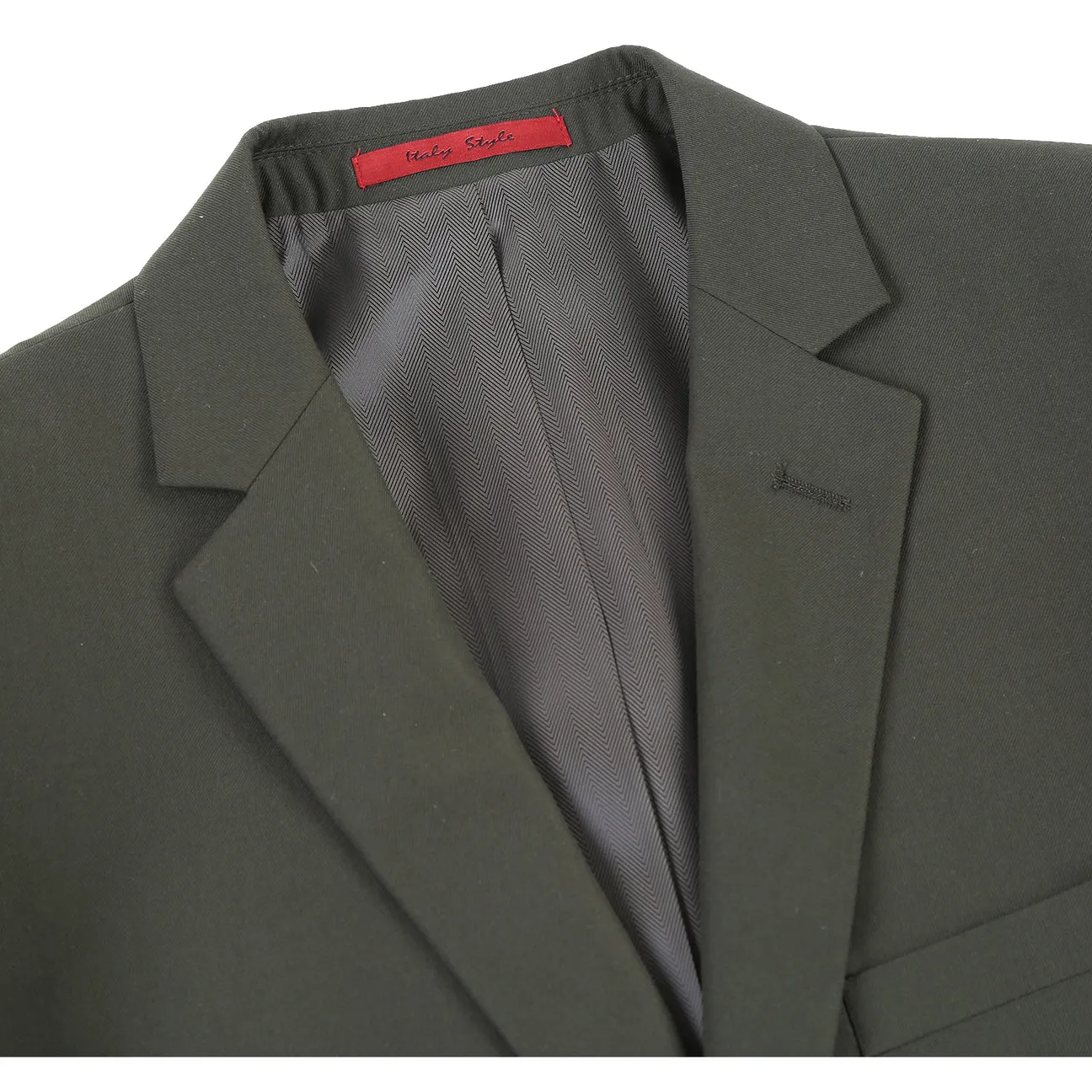 RENOIR 2-Piece Slim Fit Single Breasted Notch Lapel Olive Suit 201-10