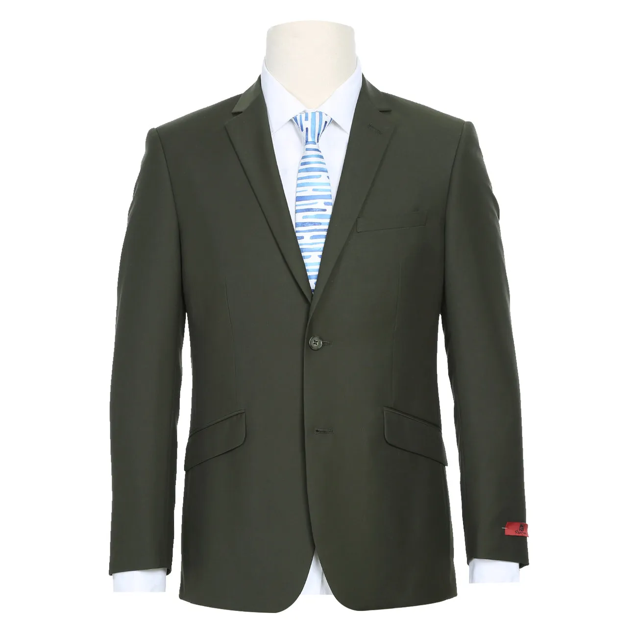 RENOIR 2-Piece Slim Fit Single Breasted Notch Lapel Olive Suit 201-10