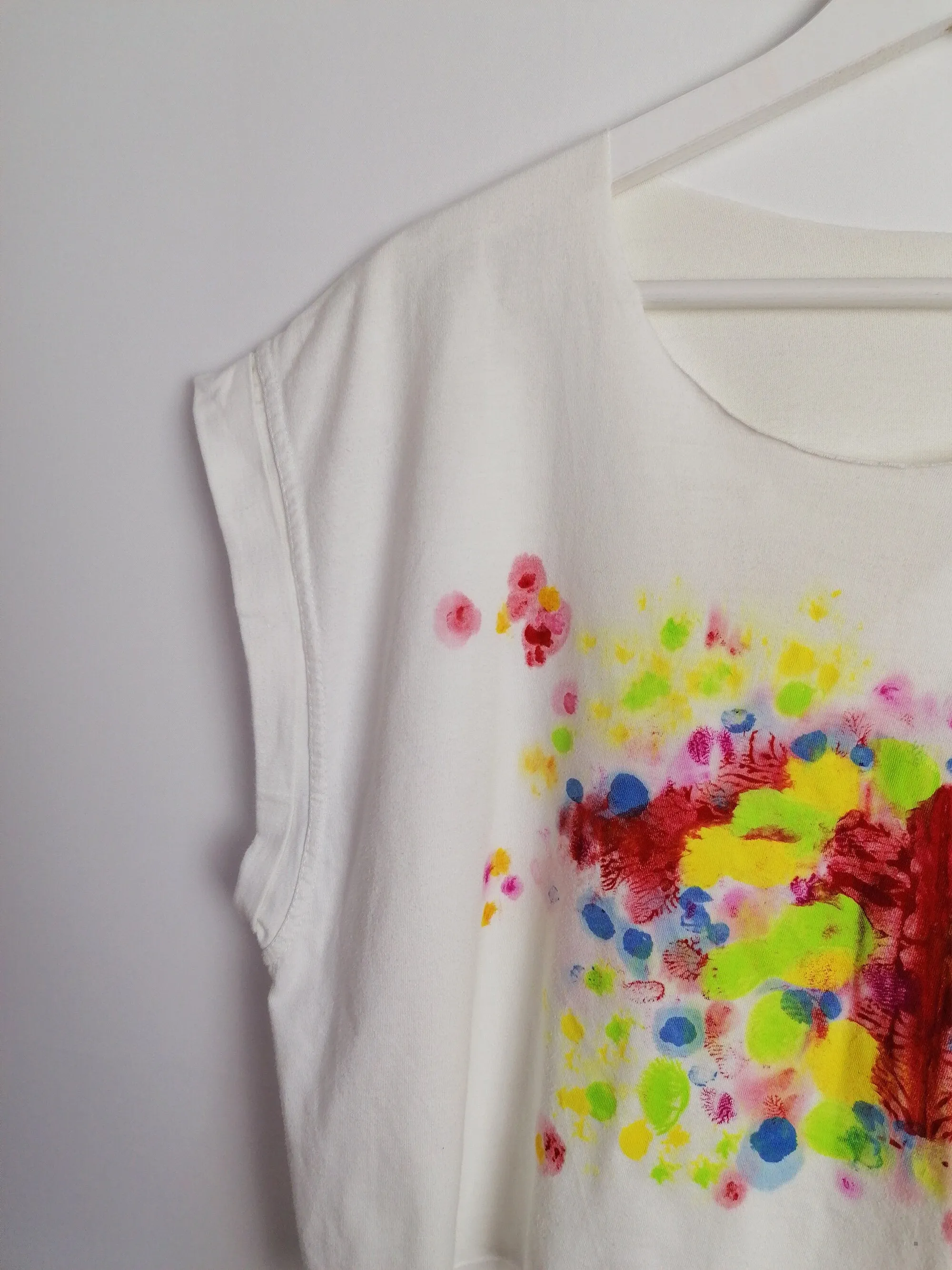 Reworked Hand-painted Rorschach  Crop Top White