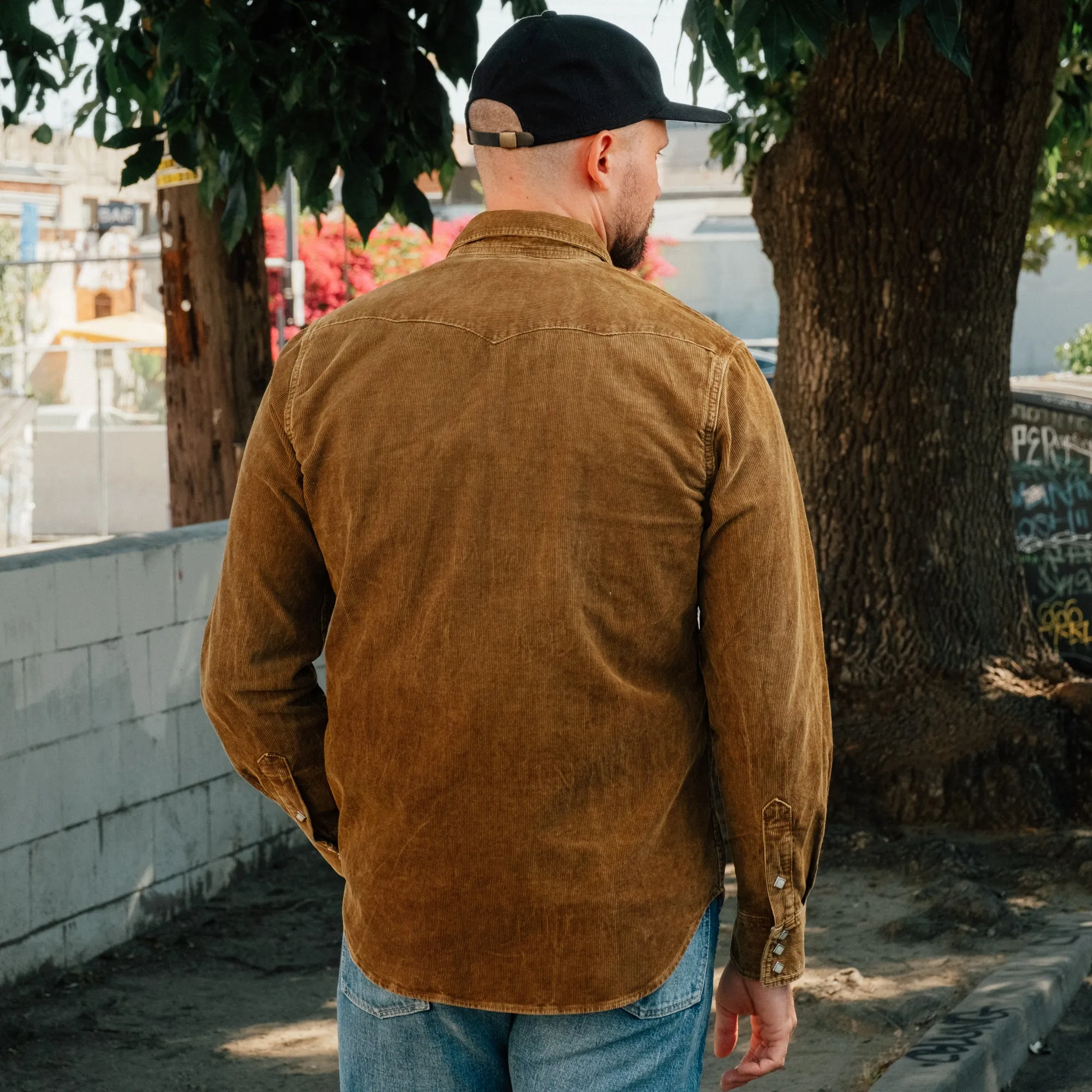 RRL Slim Fit Corduroy Western Shirt Faded Tan