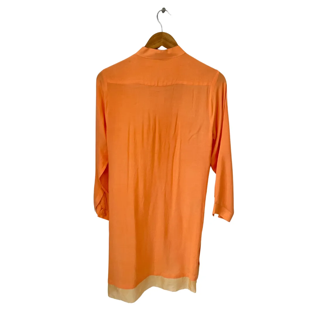 Shamsha Hashwani Light Orange Summer Linen Kurta | Gently Used |