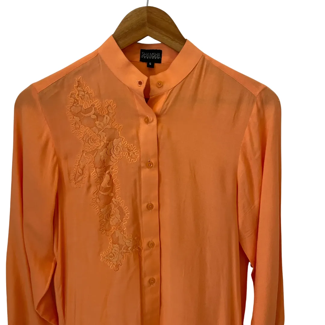 Shamsha Hashwani Light Orange Summer Linen Kurta | Gently Used |