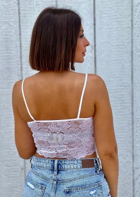 Sheila Lace Back Crop Tank (White)