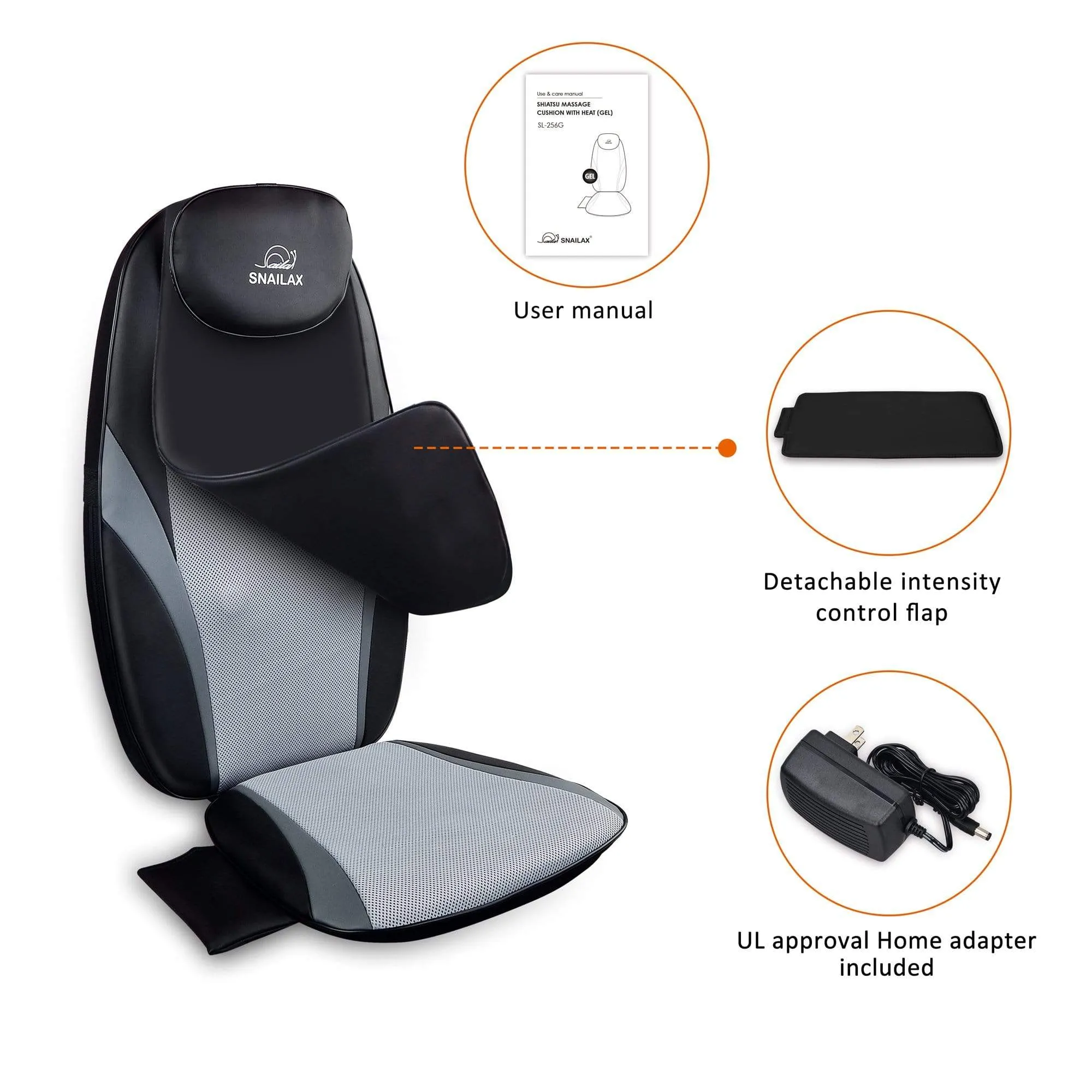 Shiatsu Back Massager with Heat & Vibration,Massage Seat Cushion - 256