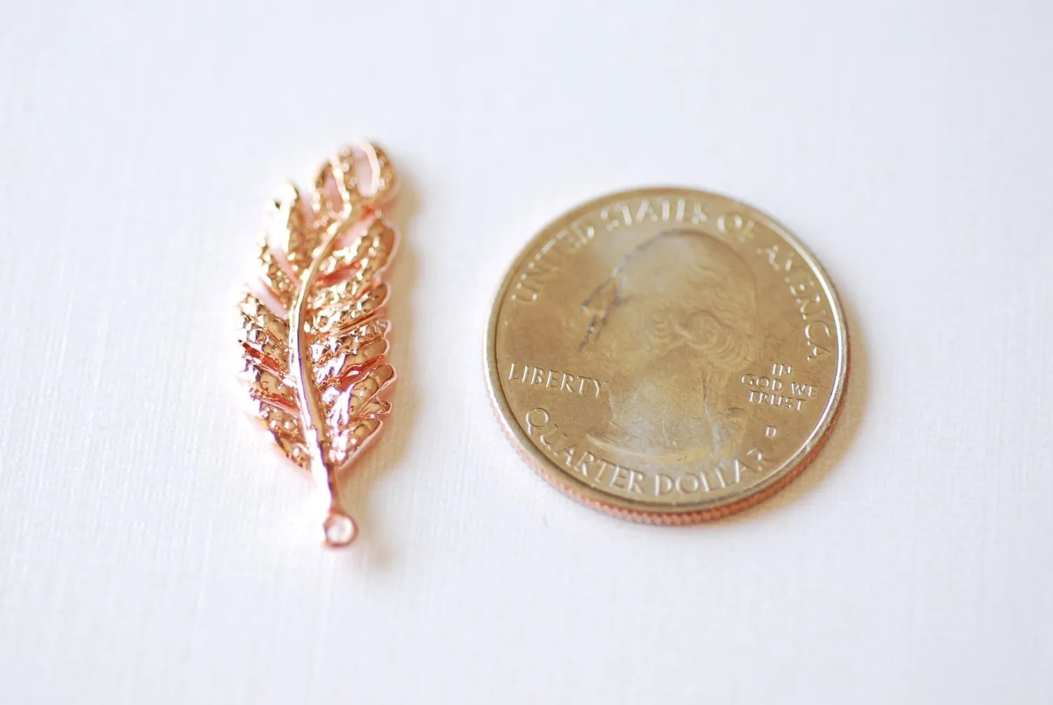 Shiny Rose Wholesale Vermeil Gold Fern Feather Leaf Charm - 18k gold plated over Sterling Silver, Rose Gold Flower Leaf Charm, Gold Tree Branch Charm