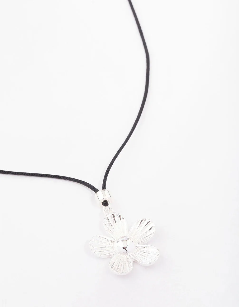 Silver Sunray Flower Rope Necklace