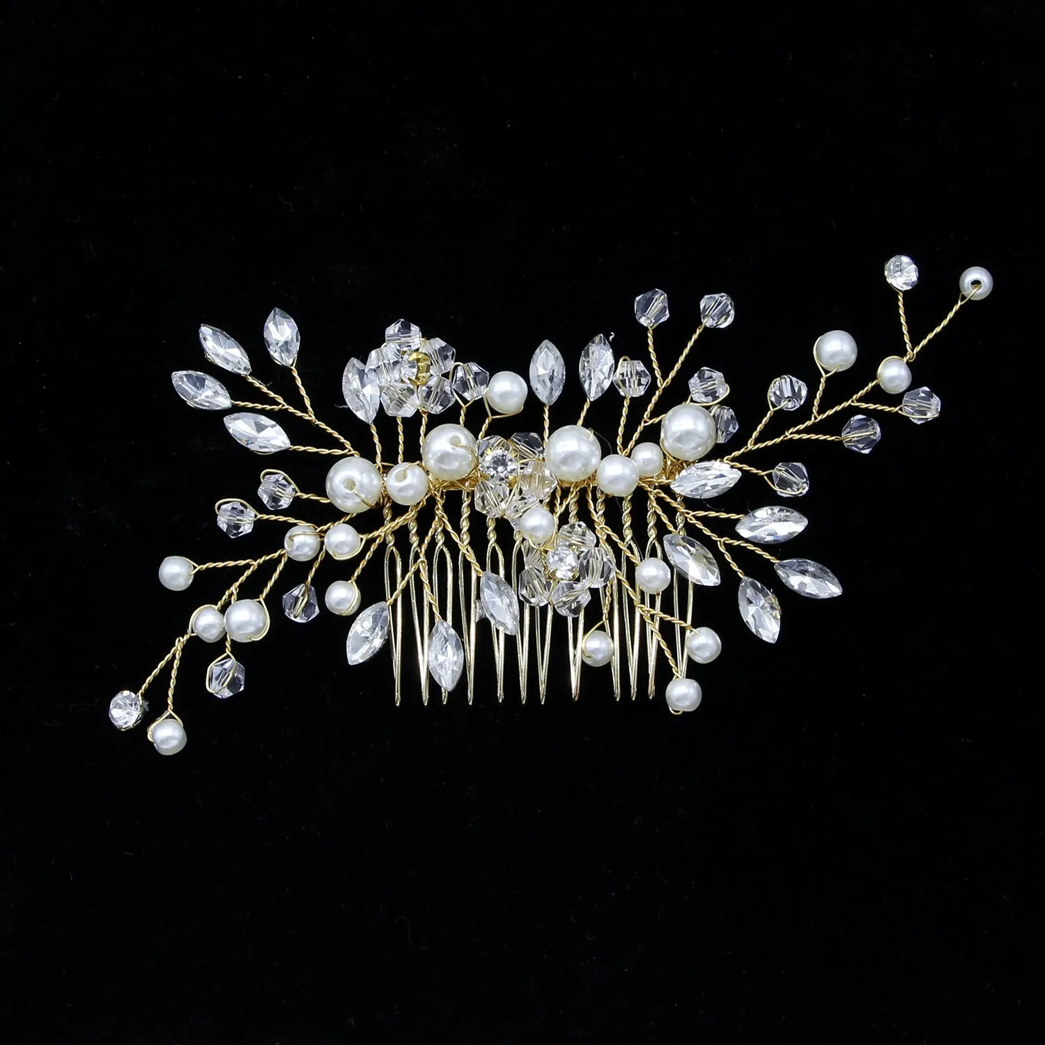 Silvery Faux Pearl Rhinestone Wedding Hair Combs Bridal Hair Accessories Elegant Hair Ornaments Jewelry Headpiece