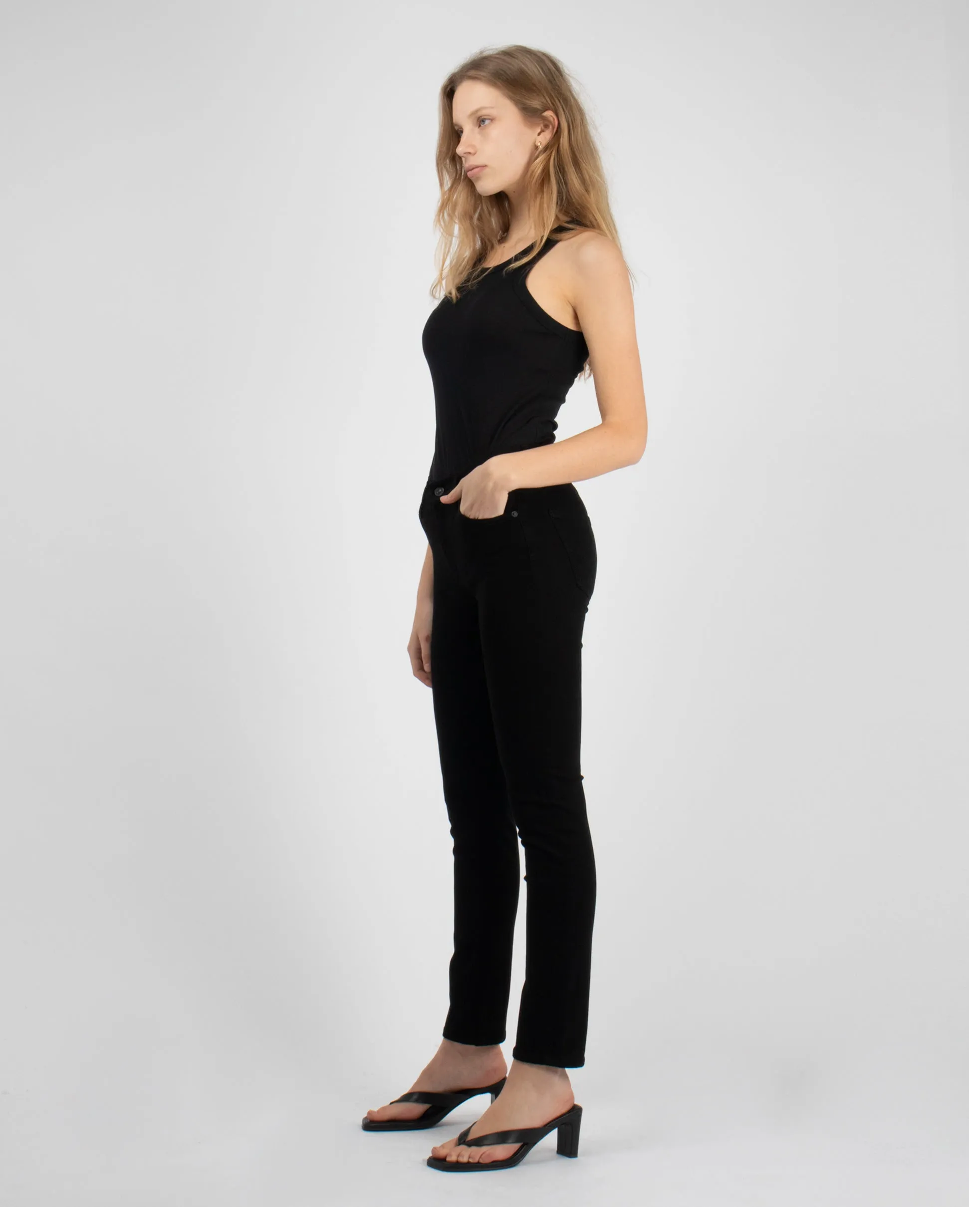 SKYLA MID RISE SLIM STRAIGHT / PLUSH BLACK