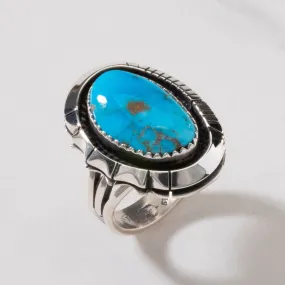 Sleeping Beauty Turquoise Navajo USA Native American Made 925 Sterling Silver Ring