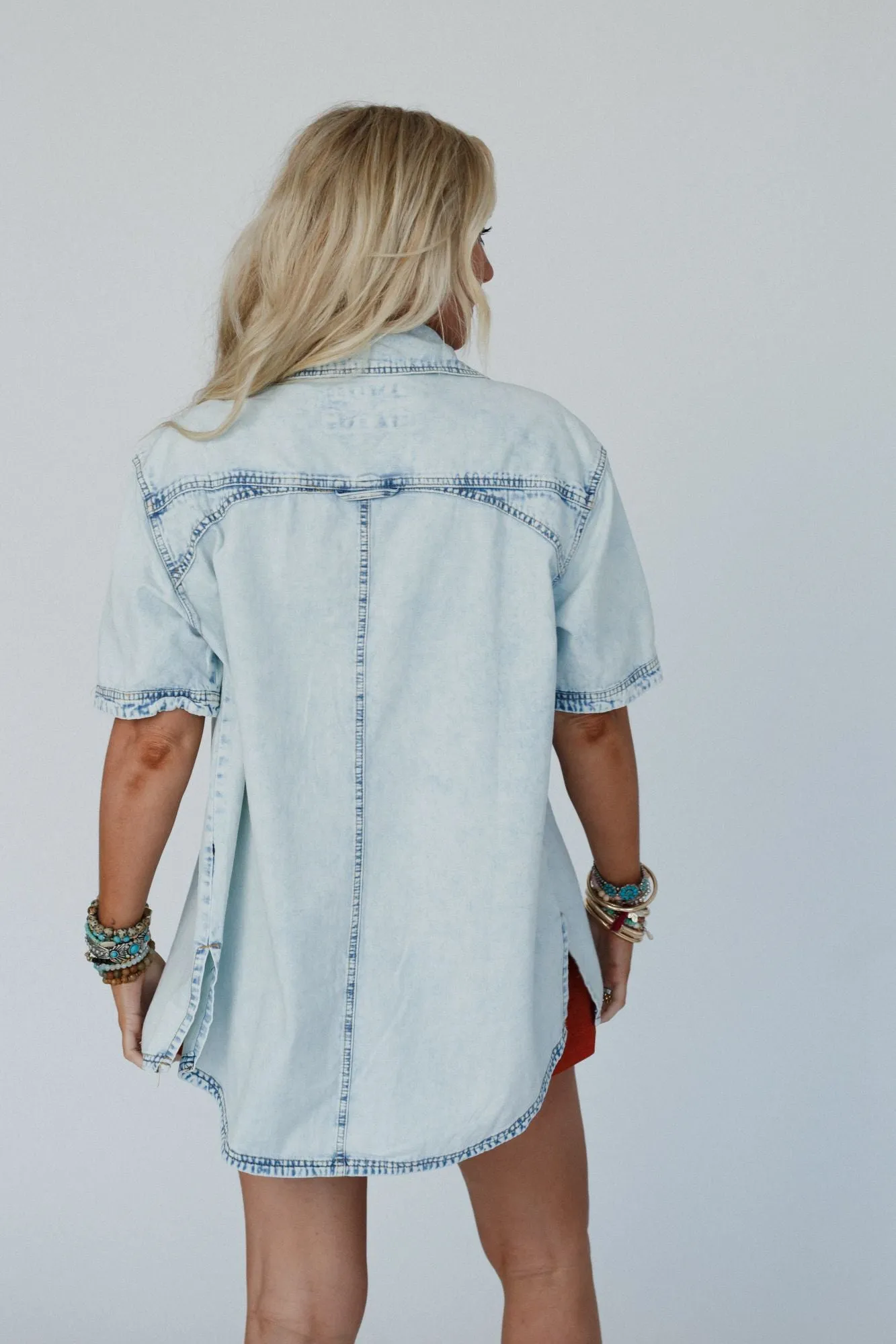 Snap Decisions Button Down Top - Denim