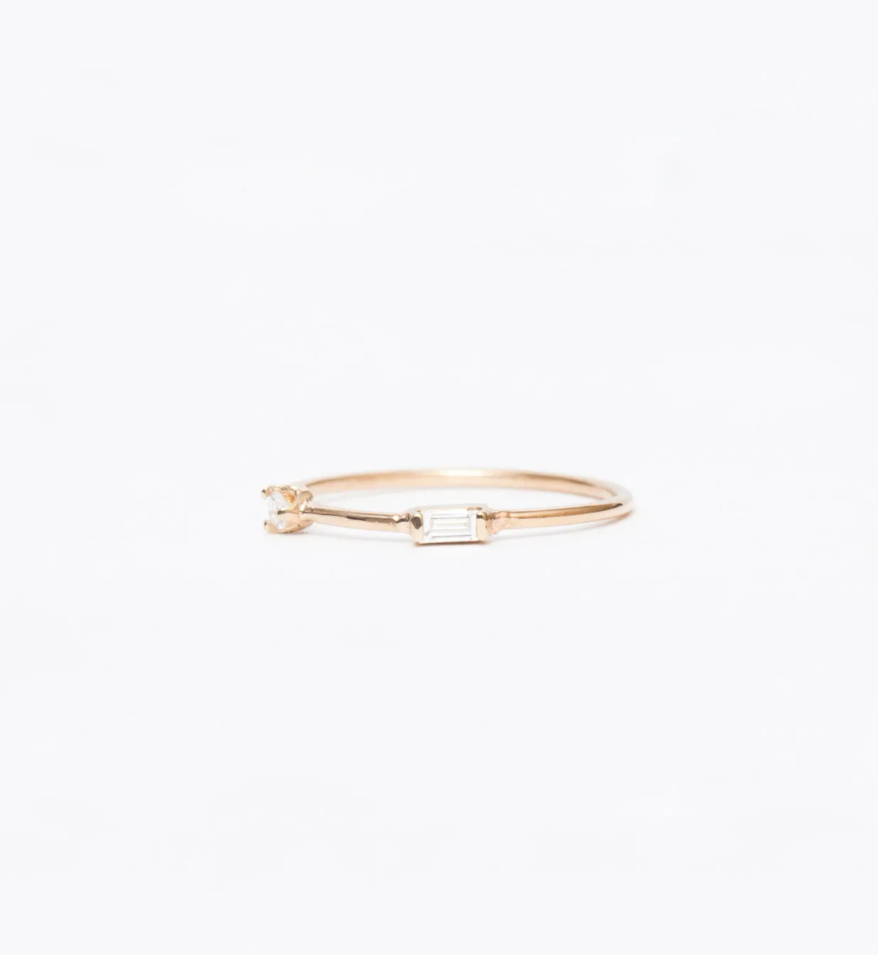 Spaced Baguette and Round Diamond Ring