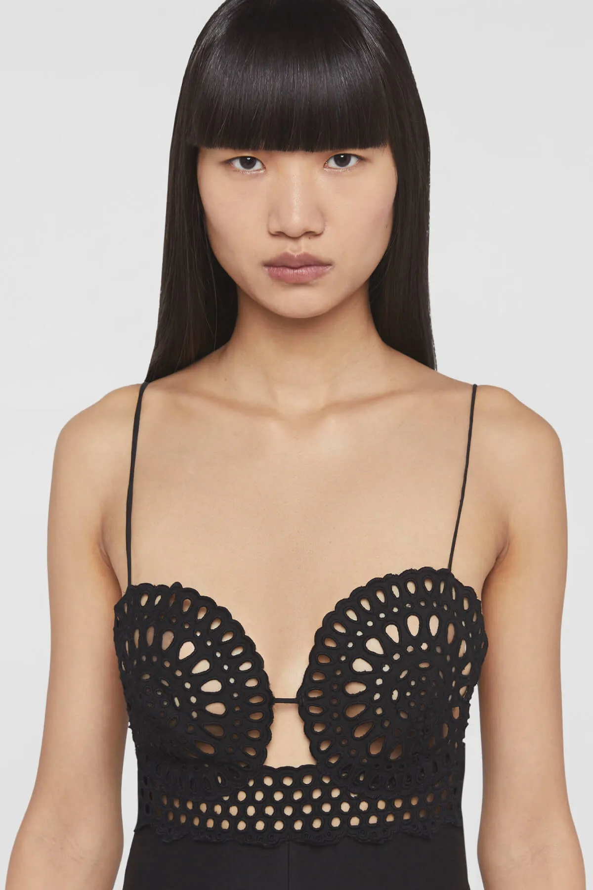 Stella McCartney Broderie Anglais Bustier Jumpsuit - Black