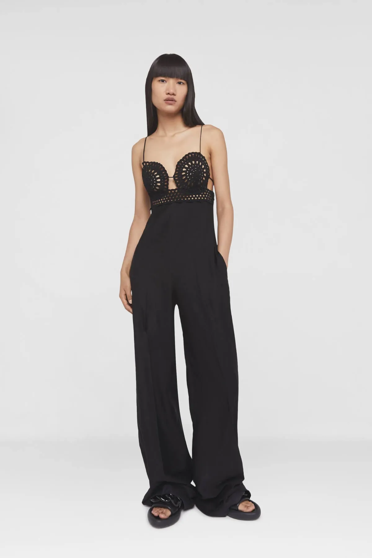 Stella McCartney Broderie Anglais Bustier Jumpsuit - Black