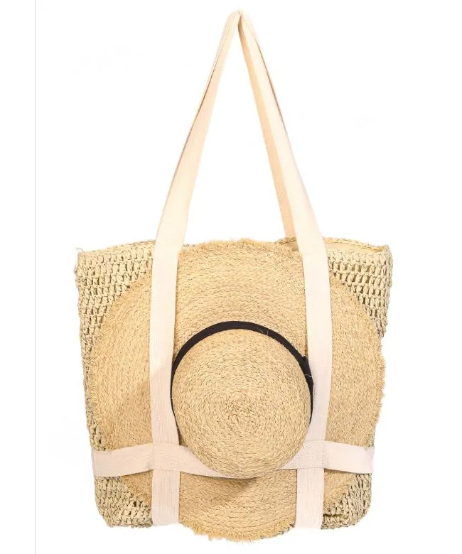 Straw Hat Holder Tote - Tan