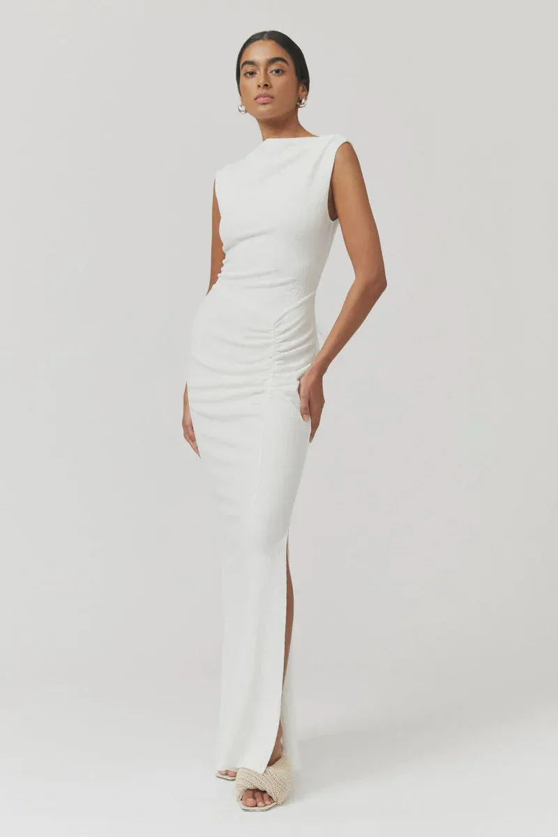 Suboo Jacqui Rouched Front Midi Dress - White