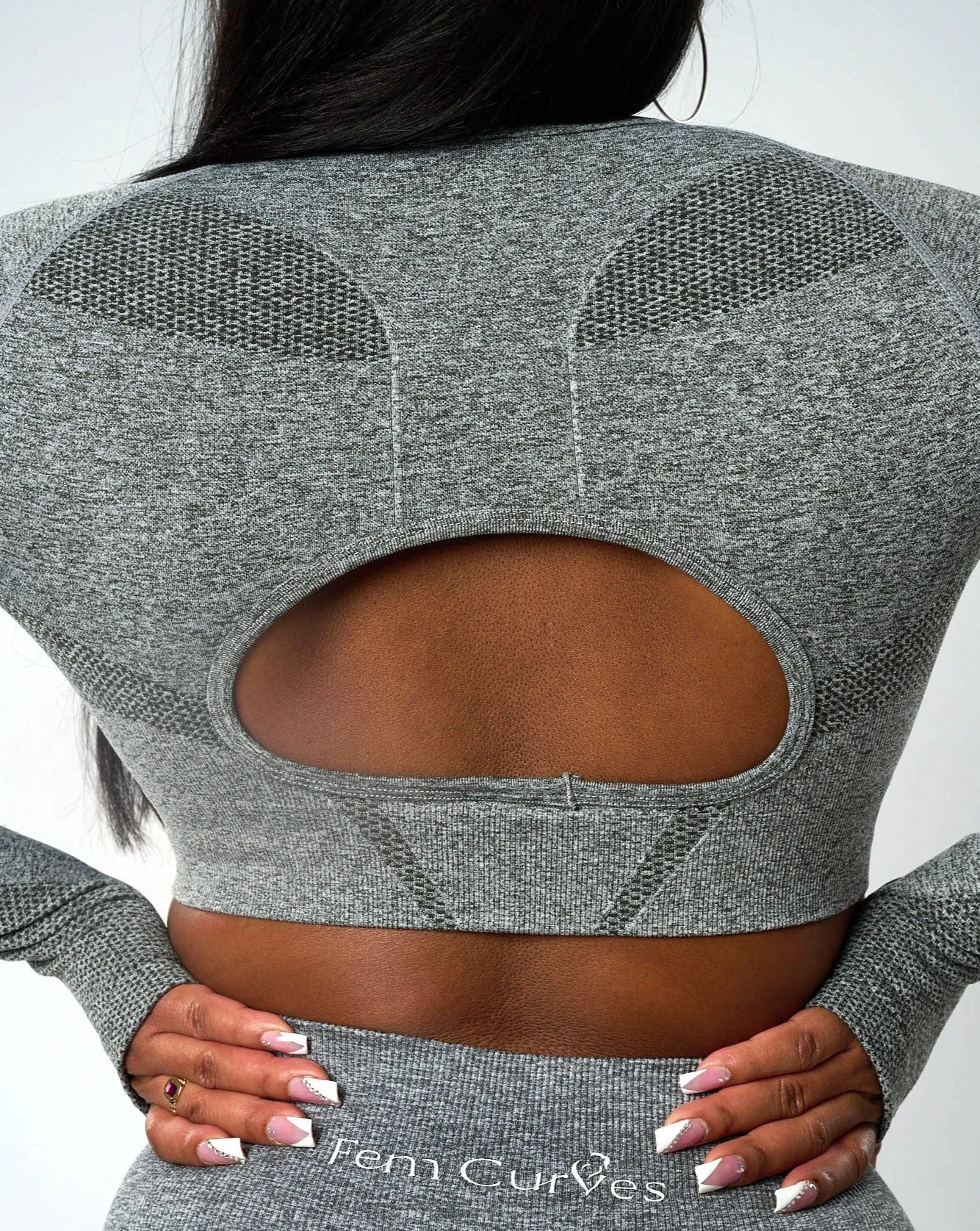 Sujey Long Sleeve Crop Top - Grey