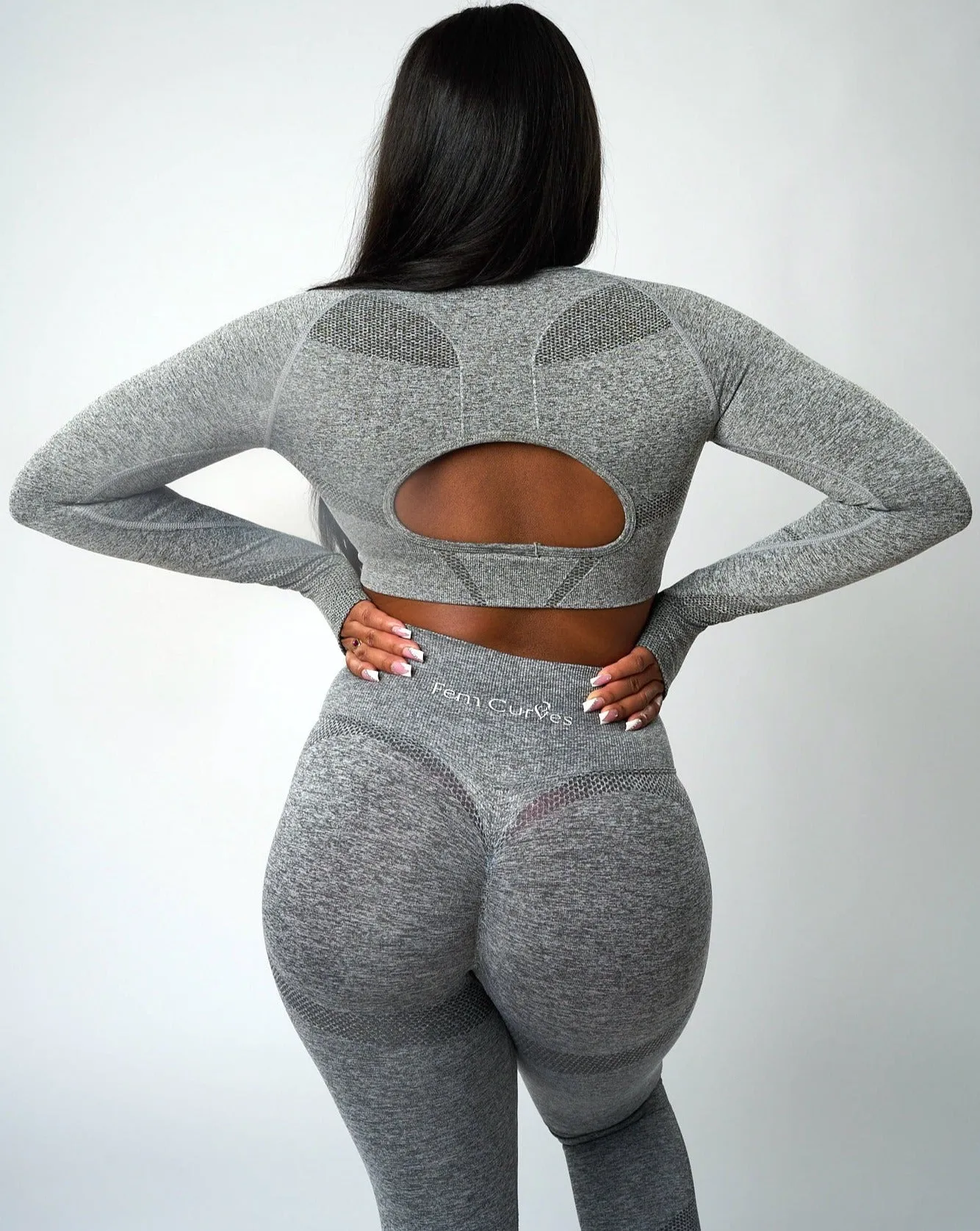 Sujey Long Sleeve Crop Top - Grey