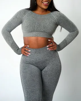 Sujey Long Sleeve Crop Top - Grey